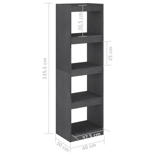 Berkfield Book Cabinet Room Divider Grey 40x30x135.5 cm Pinewood