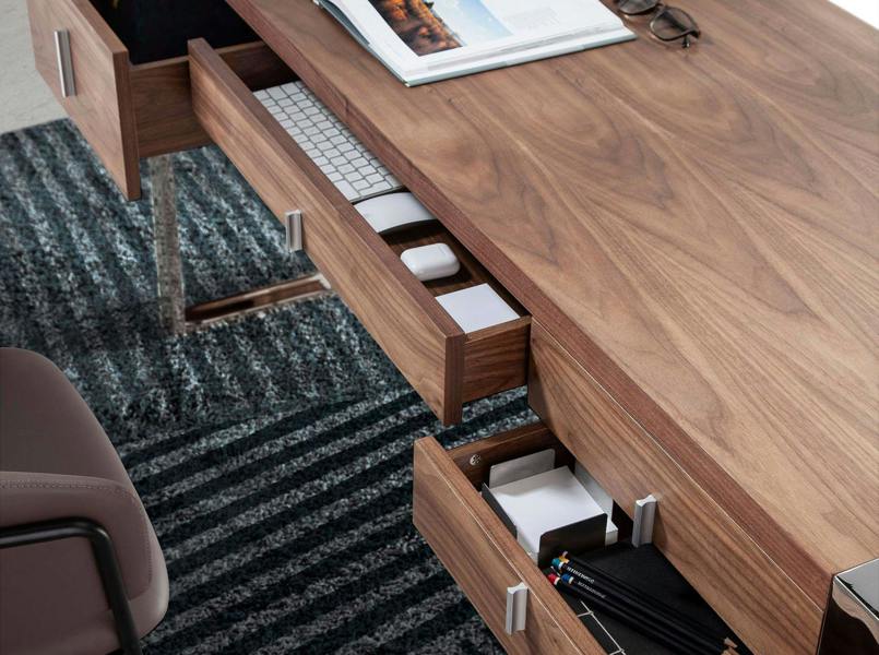 Angel Cerdá Walnut and chrome-plated steel desk 3135