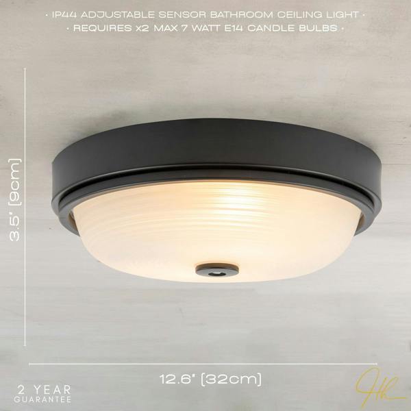Sensor IP44 Bathroom Ceiling Light in Matte Black with Multi Functions Image 8