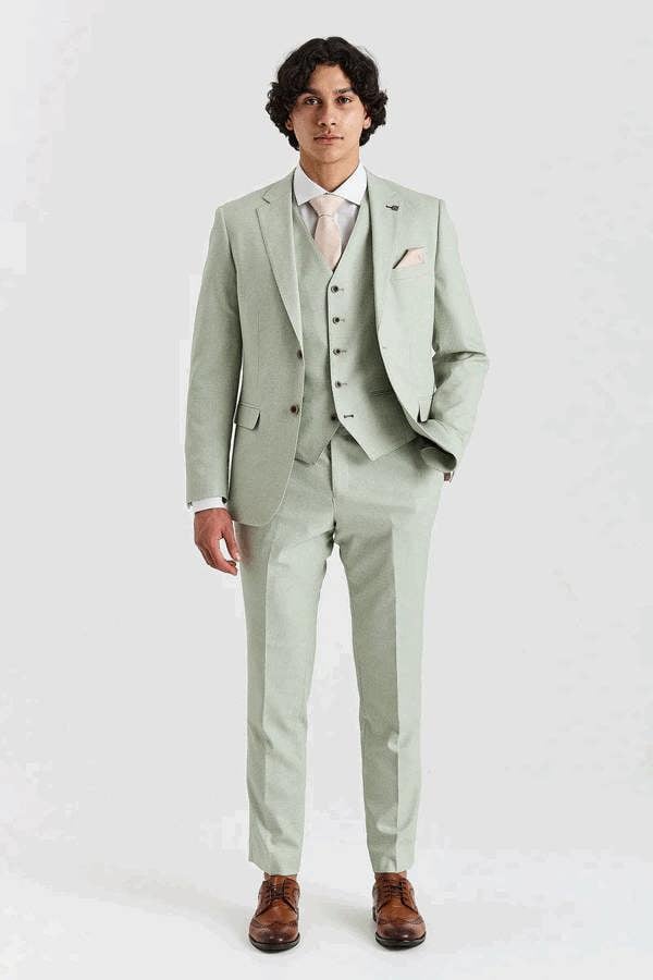 Paul Andrew Belmont - Men's Sage Green 3 Piece Suit