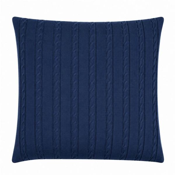 Serran London Navy Cable Knit Wool Cushion