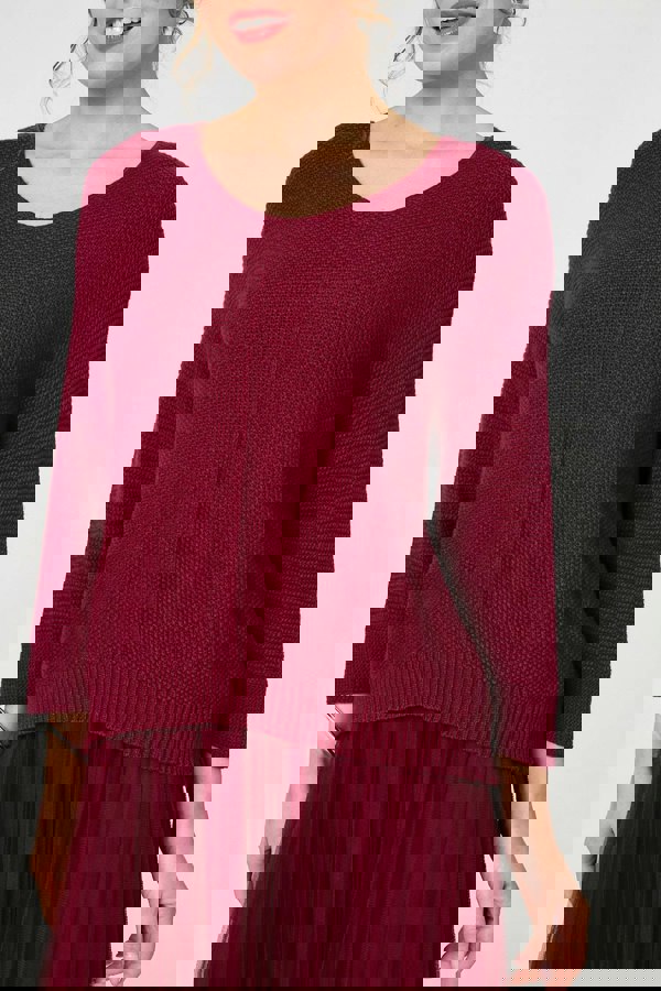 Burgundy | Layered Knit Top Mesh Pleated Midi Dress