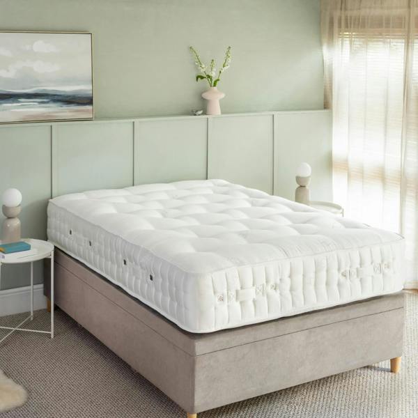 Wool 2000 Pocket Spring Mattress - temperature-regulating, styled in a bedroom | Soak and Sleep