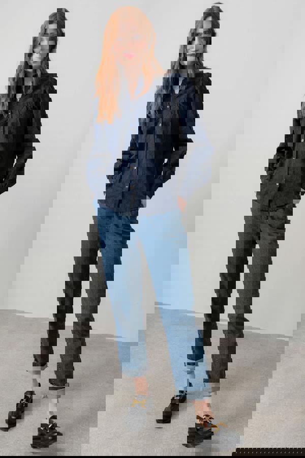 Lily & Me Wayfaring Textured Jacquard Blouse Navy