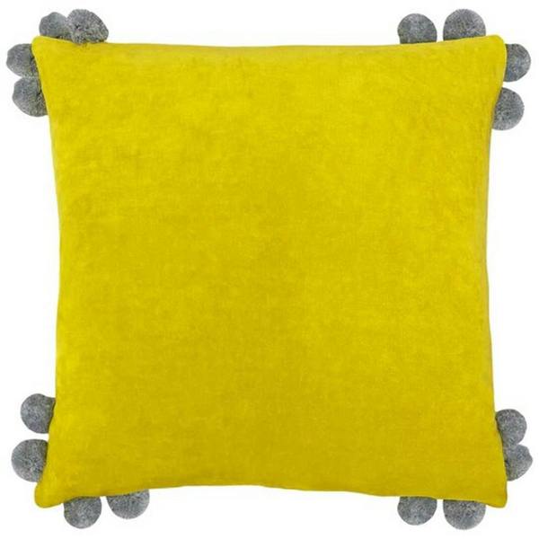 Furn Hoola Pom Pom Cushion Cover - Yellow/Grey - 