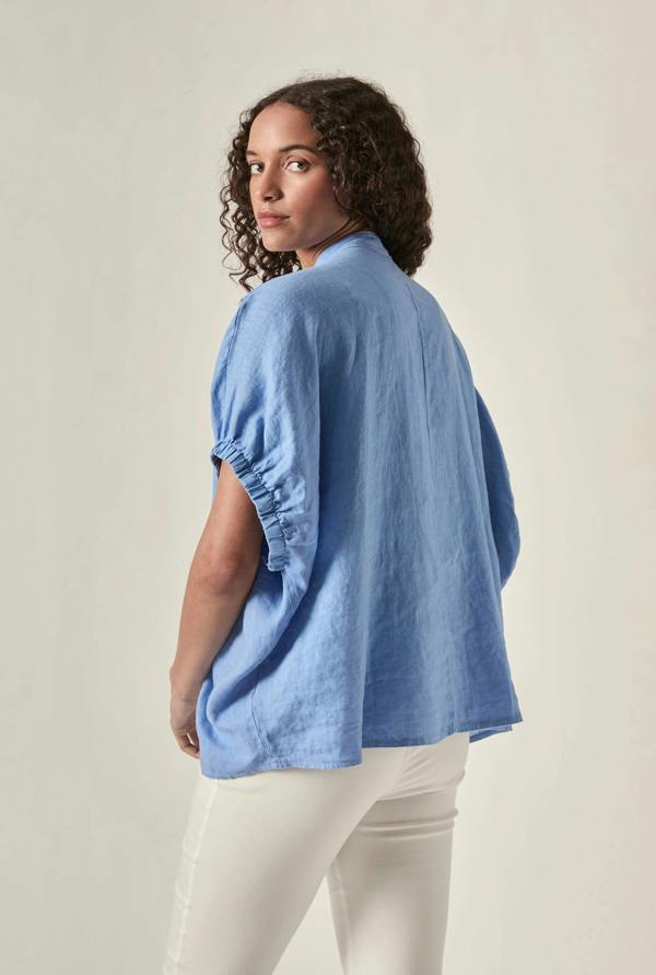 James Lakeland Relaxed Blue Linen Blouse