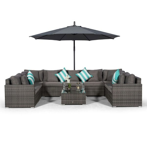 Giardino Havana 9 Seat Rattan Sofa Conversation Set with Coffee Table