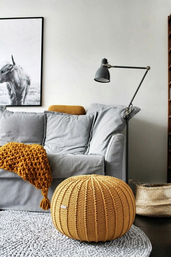 Knitted pouffe, Large | MUSTARD - Zuri House