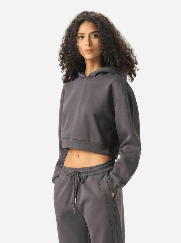 Anniou Cropped Boxy Heavyweight Hoodie