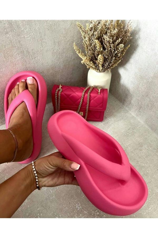 Cora Chunky Platform Flip-flops Sandals - Fuschia