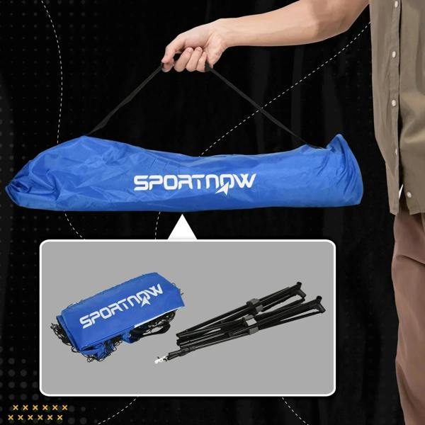 Blue SPORTNOW carry bag for the sports net with folded net and poles