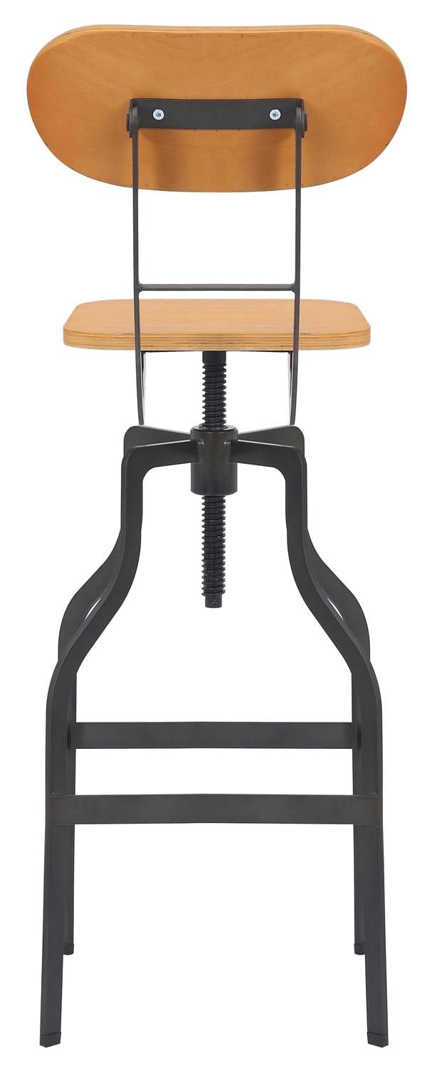 Lamboro Bolzano Single Vintage Kitchen Bar Stool, Steel Legs, Height Adjustable Screw Swivel, Breakfast Bar & Home Barstool, Natural
