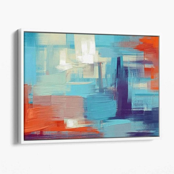 Artze Wall Art Abstract Sunset In Blue Purple and Orange Canvas Print