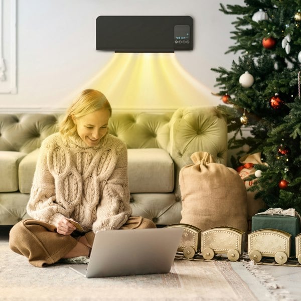 HOMCOM 2000W Wall Mounted Ceramic Heater with Remote Control for Home, Grey