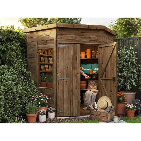 Dunster House Overlord Corner Shed W6' x D6' / W1.8m x D1.8m, Superfelt Included