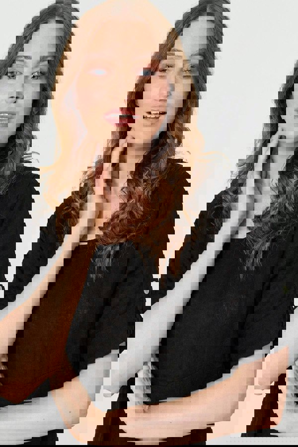 Black | Oversized 3/4 Sleeve Midi Dress