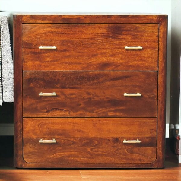 Artisan Furniture Solid Wood Luca Chest of Drawers, 3 Drawers, Brown