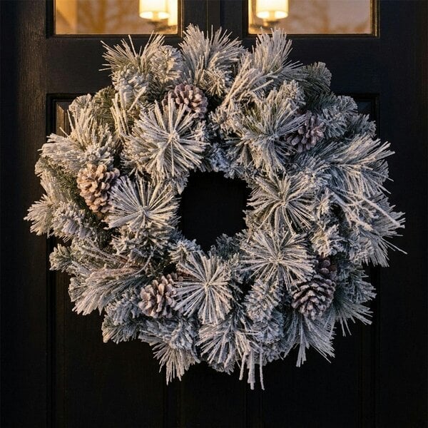 Garden Greatness Traditional Frosted Pine Cone Wreath