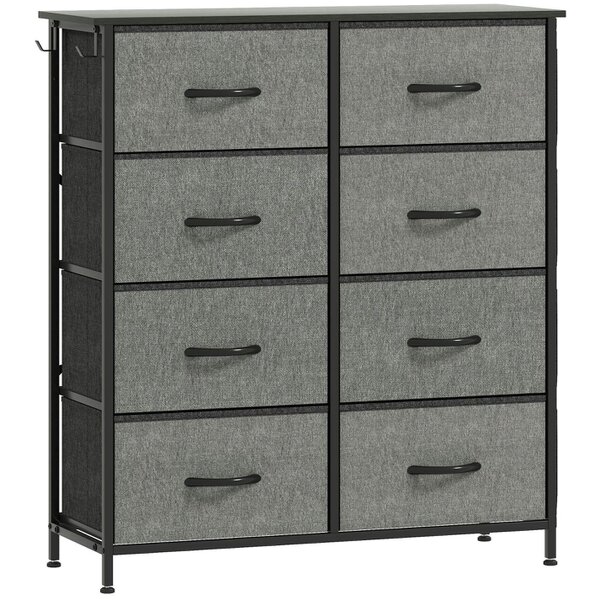 Wyld Haus Niri Fabric And Metal Charcoal Grey 8 Drawer Storage Chest