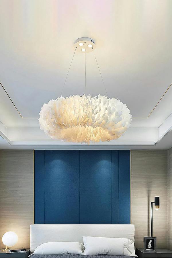 Living and Home Chic Feather 6-Light Chandelier Pendant Light