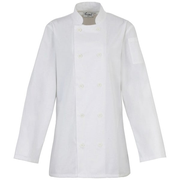 Premier Womens Long Sleeve Chefs Jacket / Chefswear (Pack of 2) - White