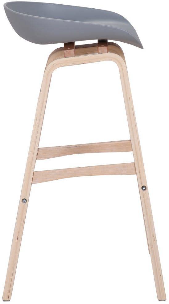 Lamboro Equator Single Kitchen Bar Stool, Fixed Wooden Legs And Footrest, Premium Breakfast Bar & Home Barstool, Grey