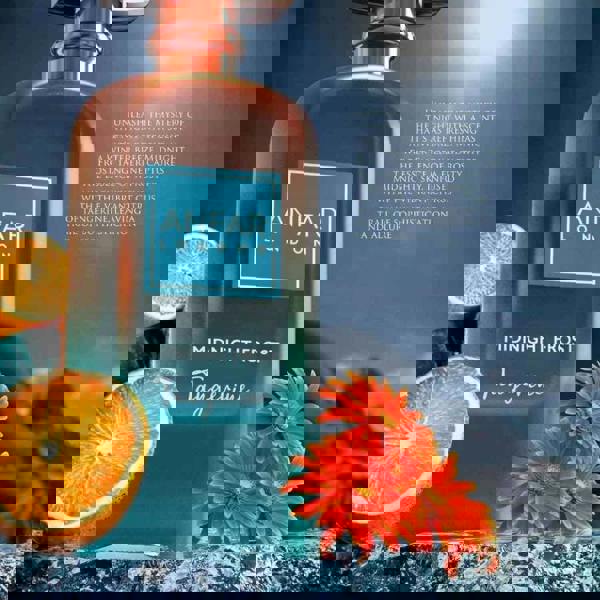 Anfar London Midnight Frost Tangerine Extrait 100ML bottle close up with text panel