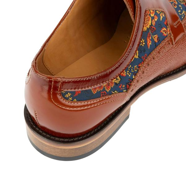 Embassy London Orlando - Tan & Blue Flowers - Men's leather dress shoe with floral print