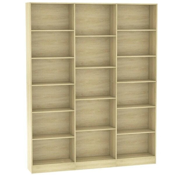 Bookcase with Open Storage, 6-Tier Bookshelf with Anti-Tipping Hardware, Oak
