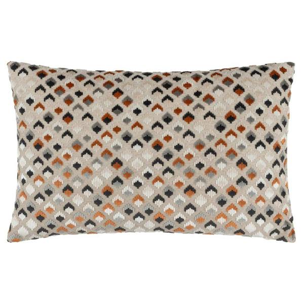 Paoletti Lexington Jacquard Velvet Cushion Cover - Ginger/Grey - 