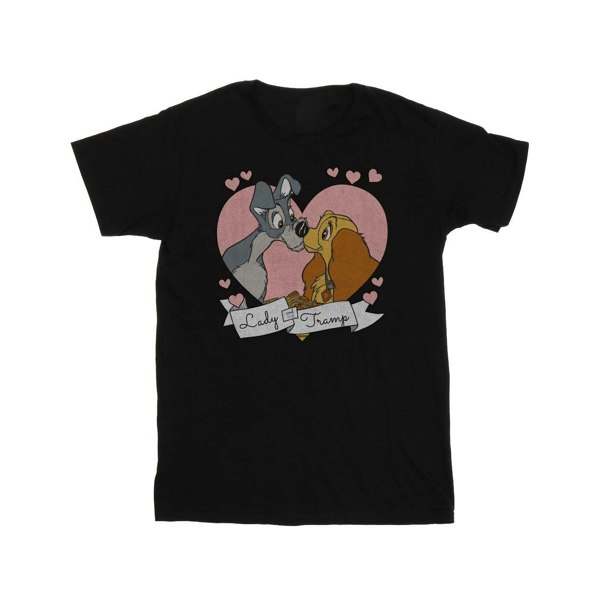 Disney Womens/Ladies Lady And The Tramp Love Cotton Boyfriend T-Shirt - Black