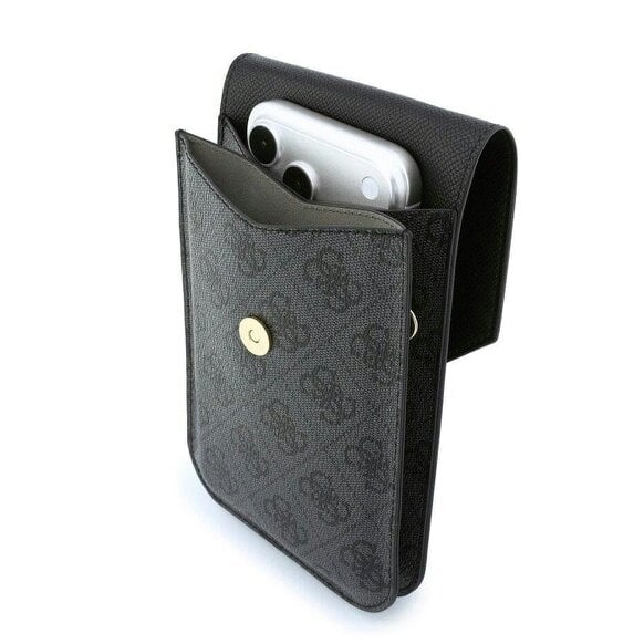 Guess PU Leather Grained 4G Metal Logo Universal Phone Bag Black - GUWBPG4L4CNK