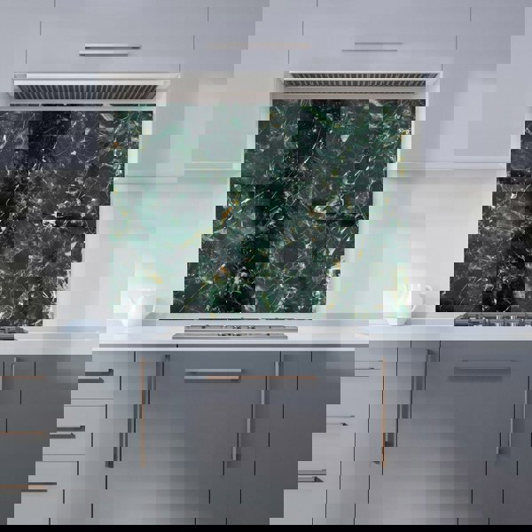 Warren Reed - Designer Deepest Green Quartz Effect Kitchen Splashback