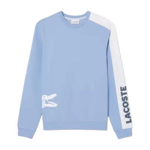 Lacoste Mens Fleece Logo Long-Sleeved Lounge Sweatshirt - Blue - 