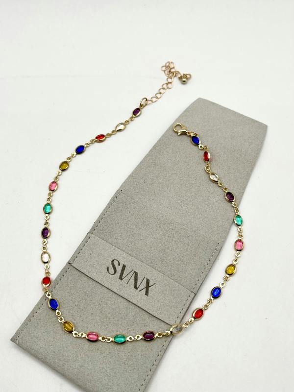 Multicolour Oval Chain Necklace - svnx