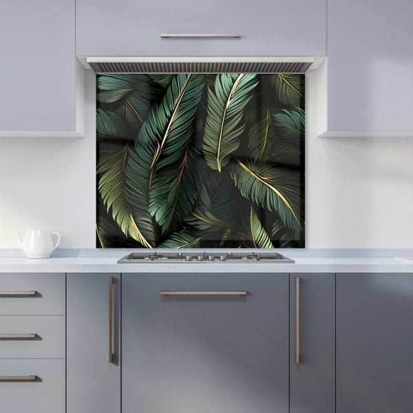 Warren Reed - Designer Green and Gold Leaves Kitchen Splashback