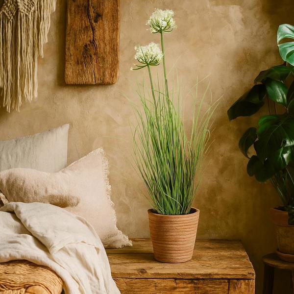 Wyld Haus Artificial Flowers 90cm White Agapanthus Plant (pot not included)