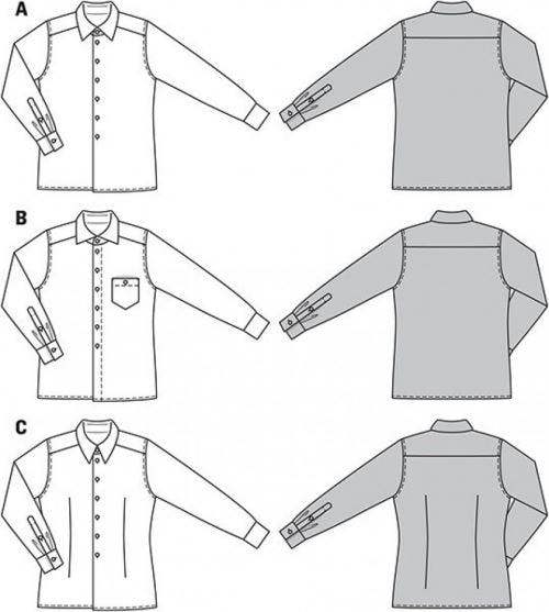 Burda Sewing Pattern 7045 Shirts For Men, 34 to 50 - Intermediate