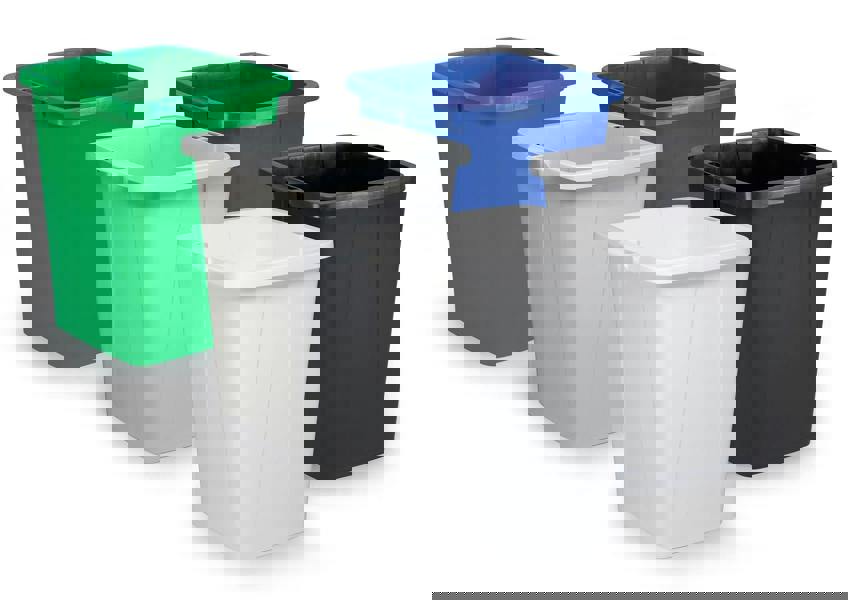 Durable ECO 90L Waste Bin Grey | Strong Square Recycling Bin | DURABIN