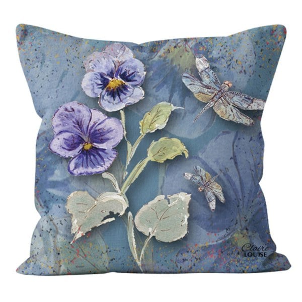 Claire Louise Powder Bloom Pansies 45cm x 45cm Double Sided Cushion