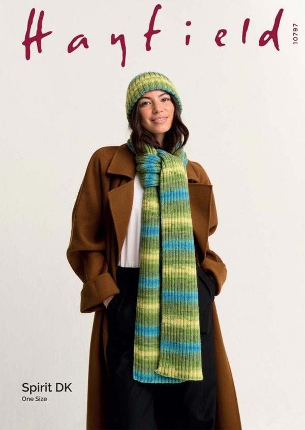 Hayfield Spirit DK Knitting Pattern 10797, Headwear, Scarves for Women, One Size - Easy