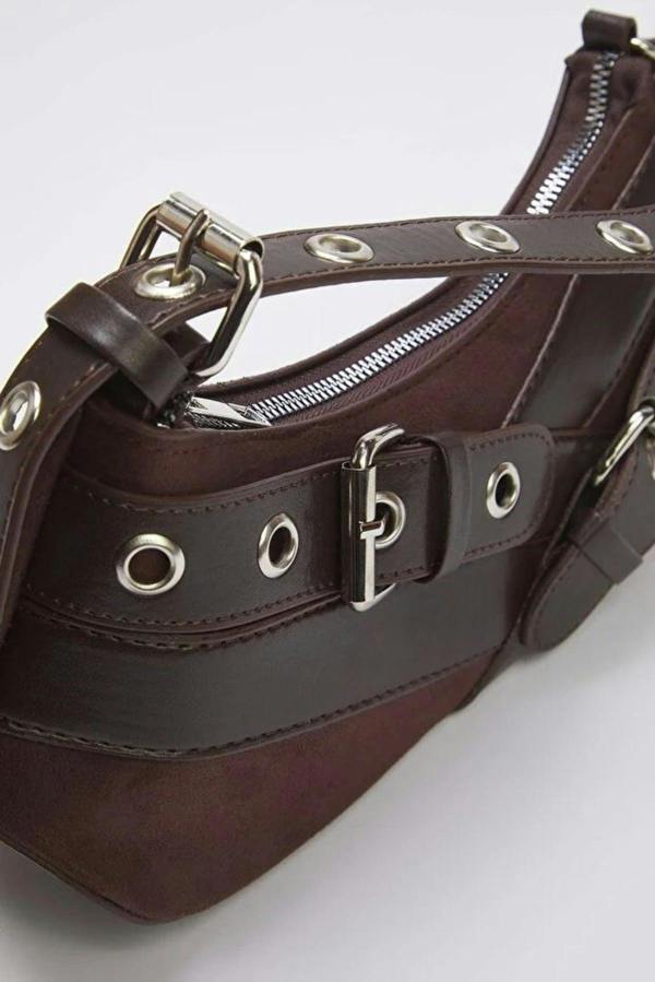 WOVCOR Baguette Shoulder Bag with Belt Buckle Detail