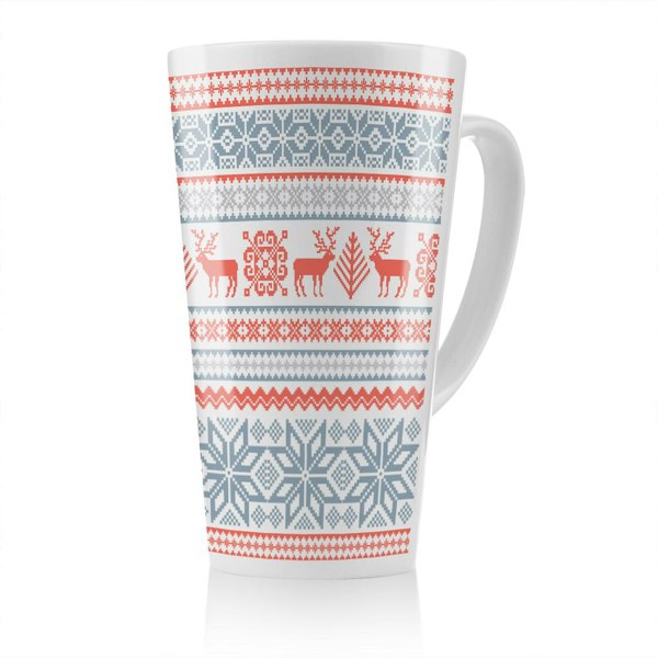 Benjamin Tate Design Christmas Background With Deer Dining Latte Mug