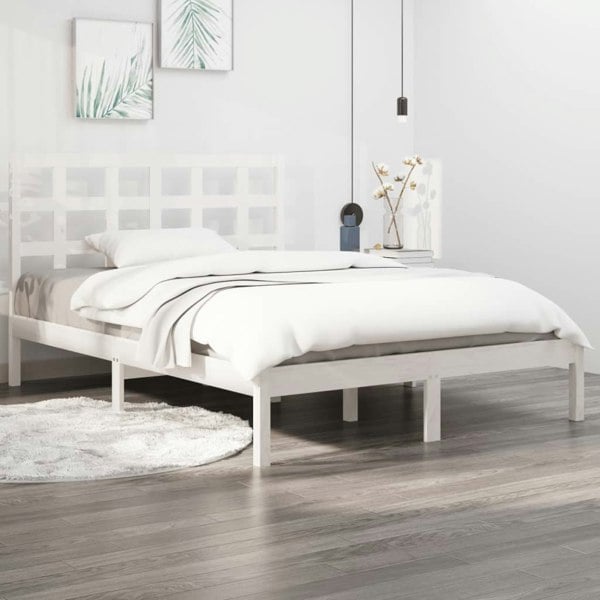 Berkfield Bed Frame White Solid Wood 140x200 cm