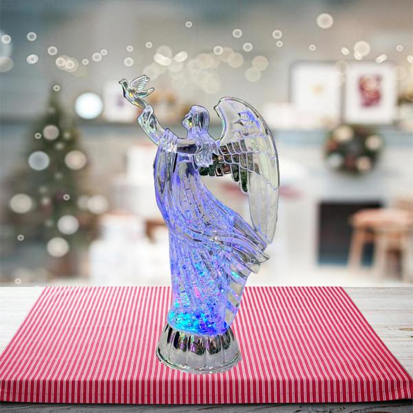 3cm LED Light Up Angel Figure Swirling Glitter Acrylic Christmas Decoration image 6