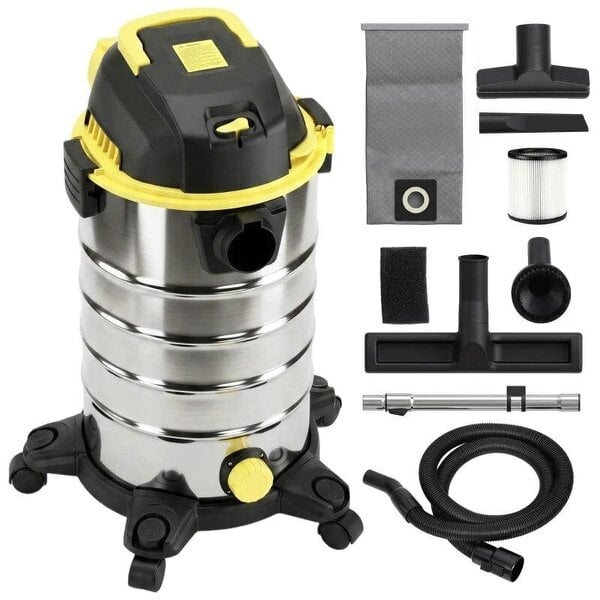 1400W Vacuum Cleaner, 3-in-1 Wet and Dry Vacuum Cleaner with Blowing Mode and 30L Stainless Steel Tank, Yellow