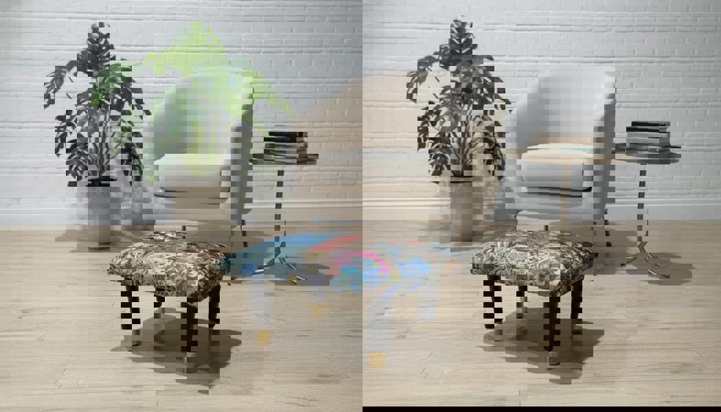 Small Demask Footrest Pouffe – Handmade Velvet Footstool UK | ISTOOLS - ISTOOLS