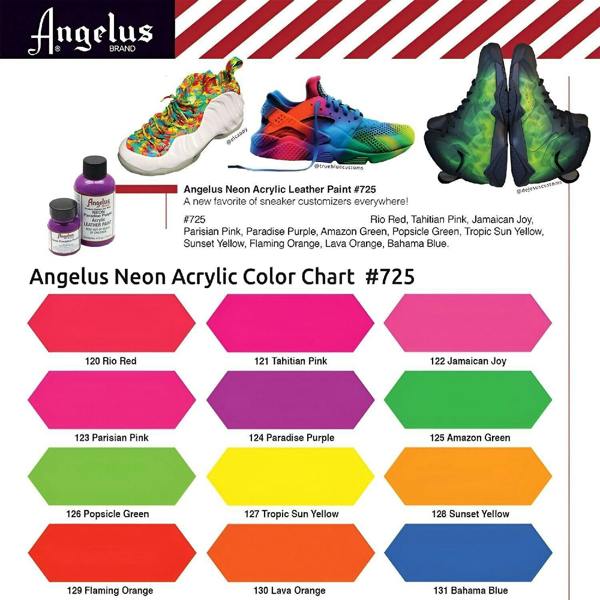 Angelus Neon Leather Paint for Sneaker Customs and Shoes 1oz