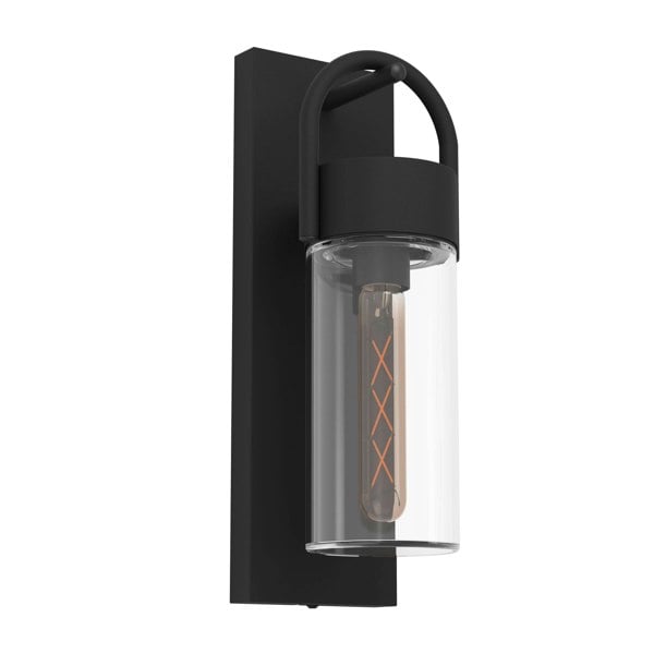 EGLO Carraro Exterior Steel/Glass Cylinder Wall Light