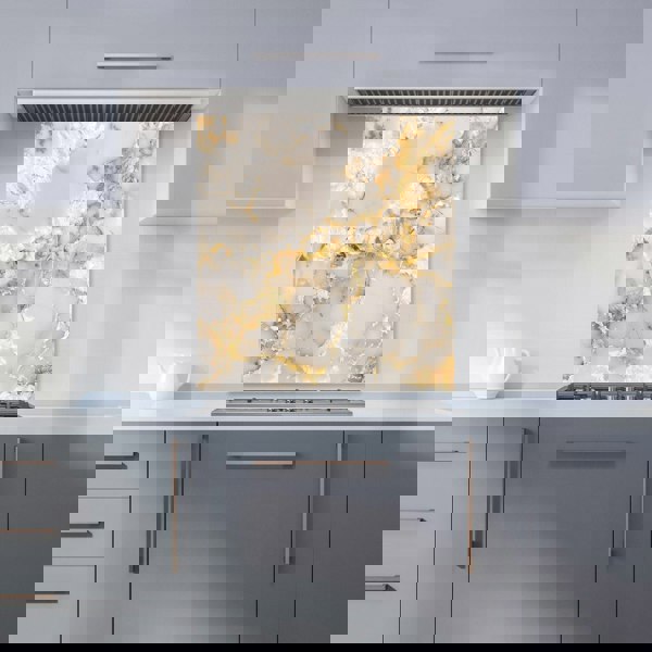 Warren Reed - Designer Gold And White Quartz Effect Kitchen Splashback